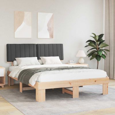 vidaXL Rám postele s čalúneným čelom Tmavo šedá 150 x 200 cm