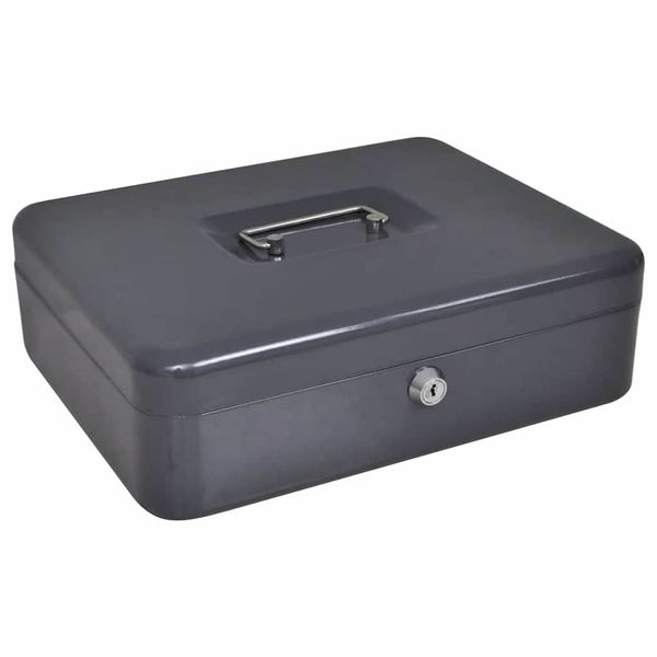 vidaXL Pokladnica so zámkom Tmavo šedá 30 x 24 x 9 cm Oceľ
