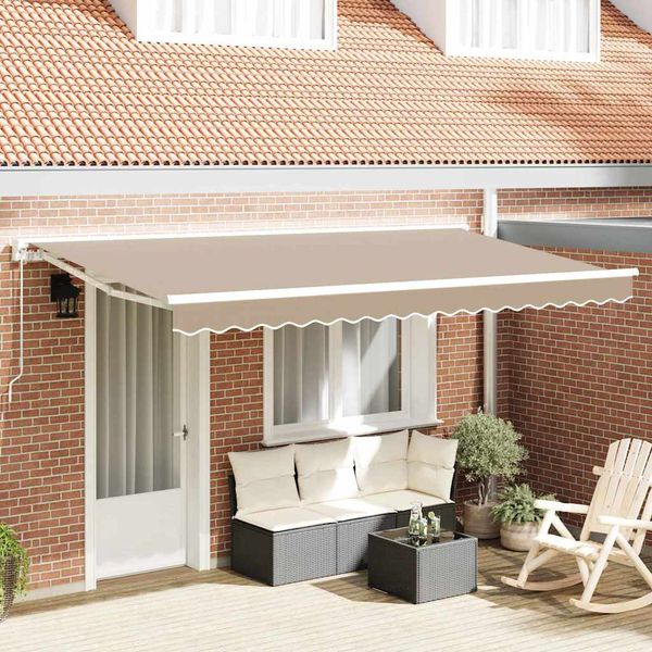 vidaXL Rám markízy Béžová 400 x 200 cm Polyester s PU povrchom