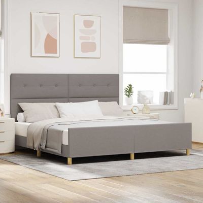 vidaXL Rám postele s čelnou doskou Sivohnedá 200 x 200 cm látka