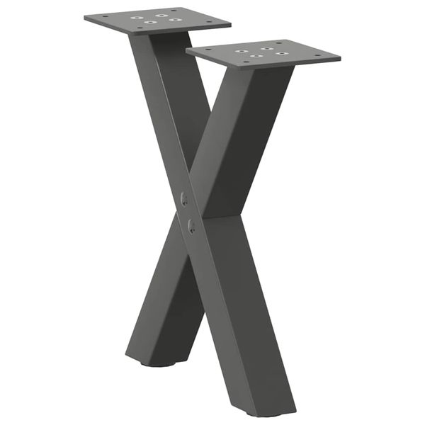 vidaXL Nohy konferenčného stolíka v tvare X, 2 ks, antracitové, 30 x (30-31) cm, oceľ