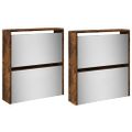 vidaXL Botník so zrkadlom 4-poschodový dymový dub 63x17x134 cm