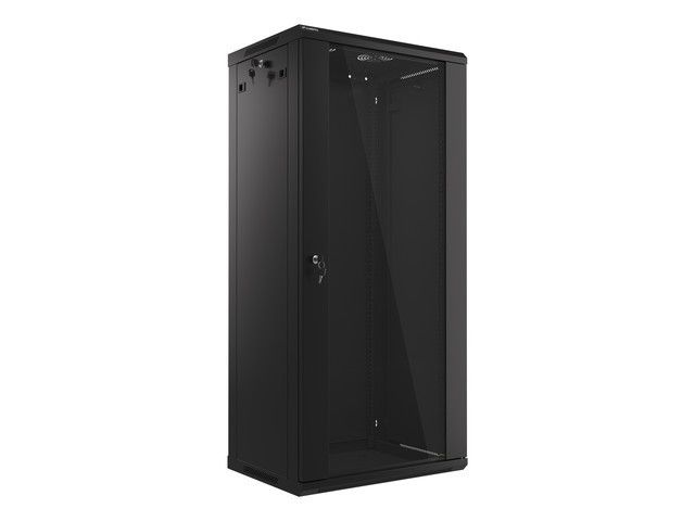 LANBERG RACKOVÁ SKRIŇA 19'' NÁSTENNÁ 27U/600X450 (FLAT PACK) S PRESKLENÝMI DVERMI ČIERNA V2