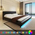 vidaXL Posteľ s matracom, LED, čierna, umelá koža 180x200 cm