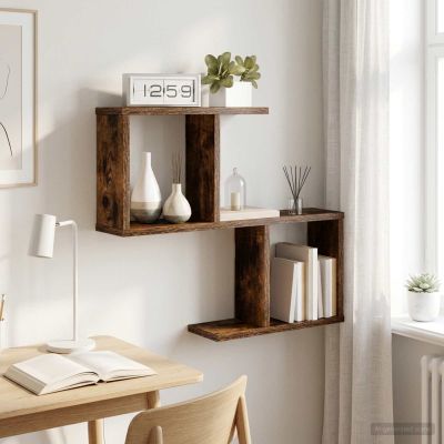 vidaXL Stenná polica Dymový dub 60 x 12 x 50,5 cm Kompozitné drevo
