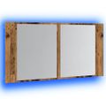 vidaXL LED zrkadlová skrinka staré drevo 90x12x45 cm kompozitné drevo