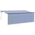 vidaXL Sklopná markíza Modrá a biela 350 x 200 cm Polyester a hliník