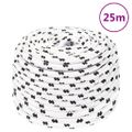 vidaXL Pletené lodné lano biele 8 mm x 25 m polyester