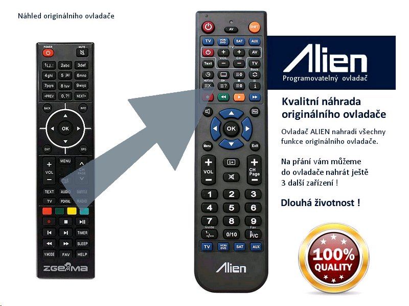 Diaľkový ovládač ALIEN ZGEMMA H9.2S