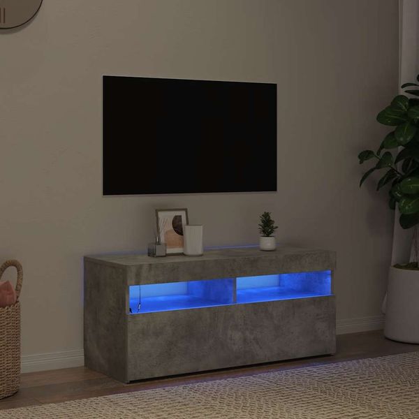 vidaXL TV skrinka s LED svetlami betónovo-sivá 90x35x40 cm