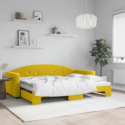 vidaXL Denná posteľ s rozkladacou posteľou žltá 80x200 cm zamat