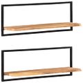vidaXL Nástenné police 2 ks 100x24x35 cm akáciový masív a oceľ