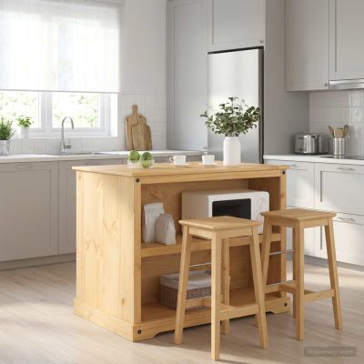 vidaXL Kuchynský ostrovný set 2 ks Medový vosk 112 x 77 x 91,5 cm