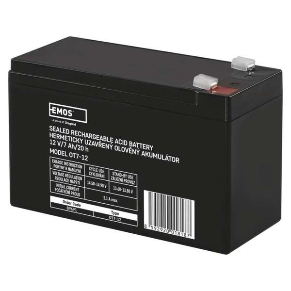 Bezúdržbový olovený akumulátor 12 V/7 Ah, faston 4,7 mm