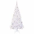 vidaXL Umelý vianočný stromček s 300 LED-i Biela 180 cm PVC a oceľ