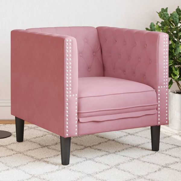 vidaXL Pohovka Chesterfield ružová zamat