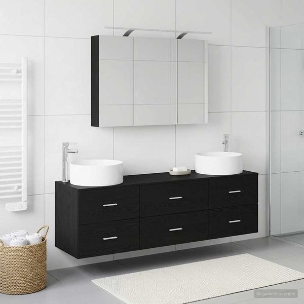 vidaXL Sada kúpeľňového nábytku 4 pcs Čierny dub