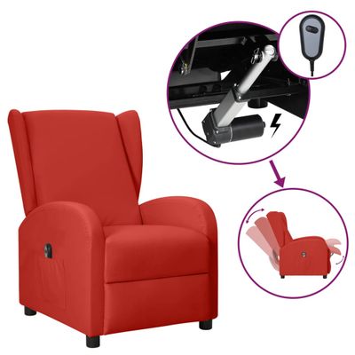 vidaXL Elektrické sklápacie kreslo ušiak, vínovo červené, umelá koža