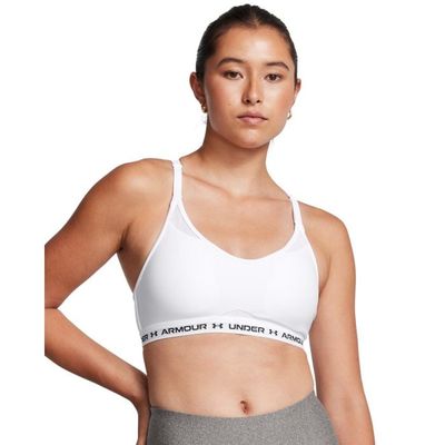 Športová podprsenka Crossback Low White - Under Armour, veľkosť L, 87% Polyester,13% Elastane