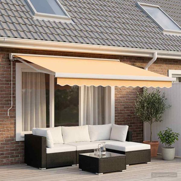 vidaXL Sklopná markíza Piesková 300 x 250 cm Textil a kov