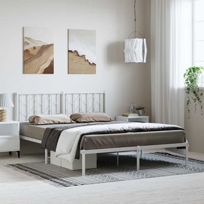 vidaXL Kovový rám postele s čelom biely 193x203 cm