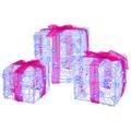 vidaXL Darčeková Škatľa 3 ks 60 LED Modrá 20 x 20 x 20 cm Akryl