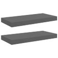 vidaXL Plávajúce nástenné police 2 ks, lesklé sivé 50x23,5x3,8 cm, MDF