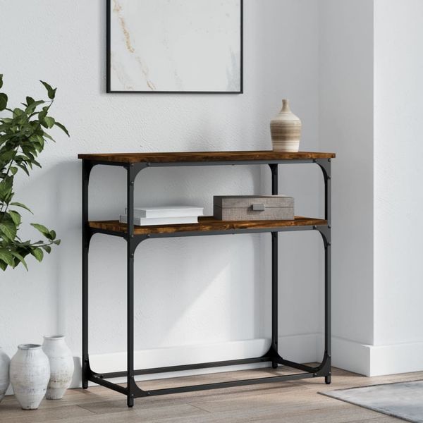 vidaXL Konzolový stolík dymový dub 75x35,5x75 cm kompozitné drevo