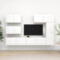 vidaXL 6-dielna sada TV skriniek lesklá biela kompozitné drevo