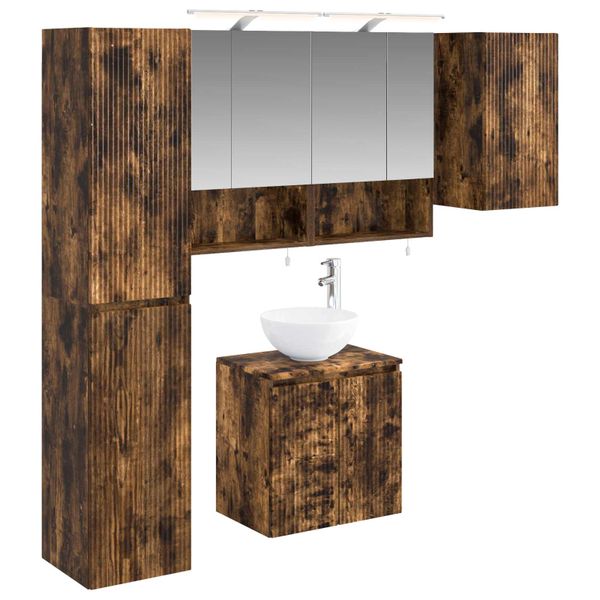 vidaXL Set kabinetov do kúpeľne 5 pcs Dymový dub 50 x 14,5 x 70 cm