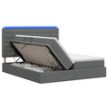 vidaXL LED úložná posteľ s matracom Tmavosivá 200 x 200 cm Látka