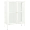 vidaXL Komoda biela 75x35x105 cm oceľ a sklo