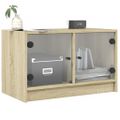 vidaXL TV skrinka so sklenenými dvierkami dub sonoma 68x37x42 cm
