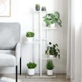 vidaXL 5-poschodový stojan na kvety 43x22x98 cm biely kovový