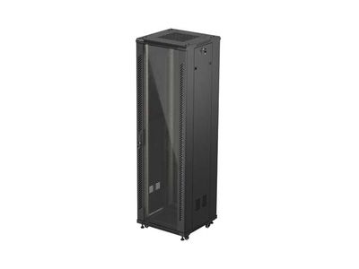 19'' voľne stojaca racková skriňa 42U/600X600 (flat pack) s presklenými dverami čierna LANBERG