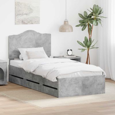 vidaXL Rám postele Betónovo Sivá 100 x 200 cm Inžinierske drevo