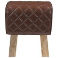 vidaXL lavička 40 x 30 x 45 cm Skutočná koža Hnedý diamant