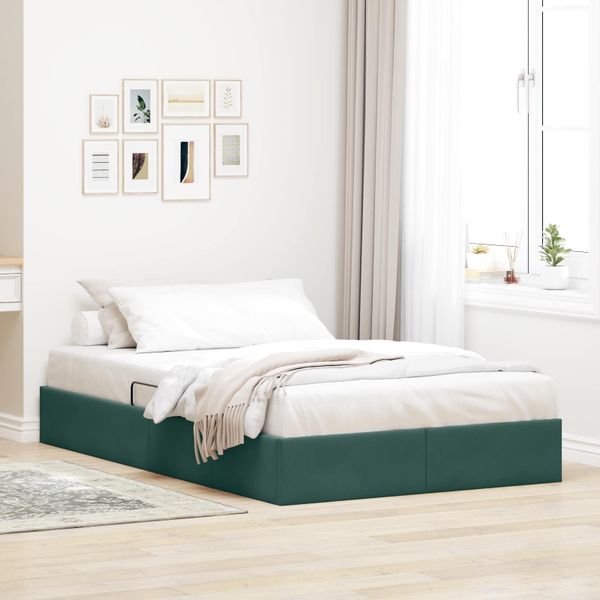 vidaXL Otomanový posteľný rám Tmavozelená 120 x 200 cm Zamat