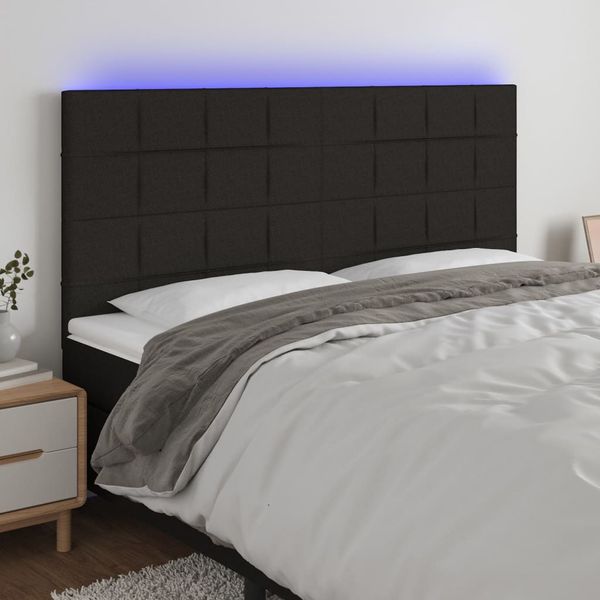 vidaXL Čelo postele s LED čierne 200x5x118/128 cm látka