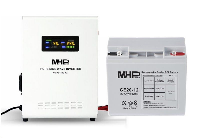 Záložný zdroj MHPower WPU-300-12 UPS 300W 12V čistý sinus + batéria