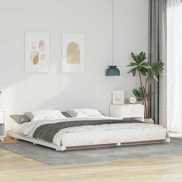 vidaXL Rám postele Biela 200 x 220 cm Masívne borovicové drevo