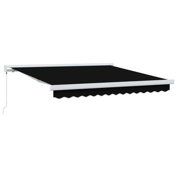 vidaXL Sklopná markíza Čierna 350 x 250 cm Plátno a hliník