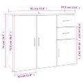 vidaXL Komoda biela 91x29,5x75 cm spracované drevo