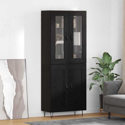 vidaXL Highboard Čierny dub 69,5 x 34 x 90 cm Kompozitné drevo