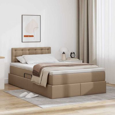 vidaXL Postel s úložným prostorem a matrací Kapučínová 120 x 190 cm