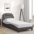 vidaXL Posteľ Viana s matracom sivá 90x200 cm umelá koža
