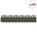 vidaXL Obrubníky trávnika 10 ks 103 x 0,05 x 22 cm Oceľ Olivovo zelená