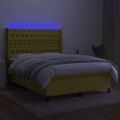 vidaXL Posteľ boxsping s matracom a LED zelená 140x190 cm látka