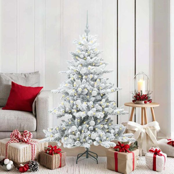 vidaXL Umelý Sklápací Vianočný Stromček Biela 150 cm PVC a oceľ