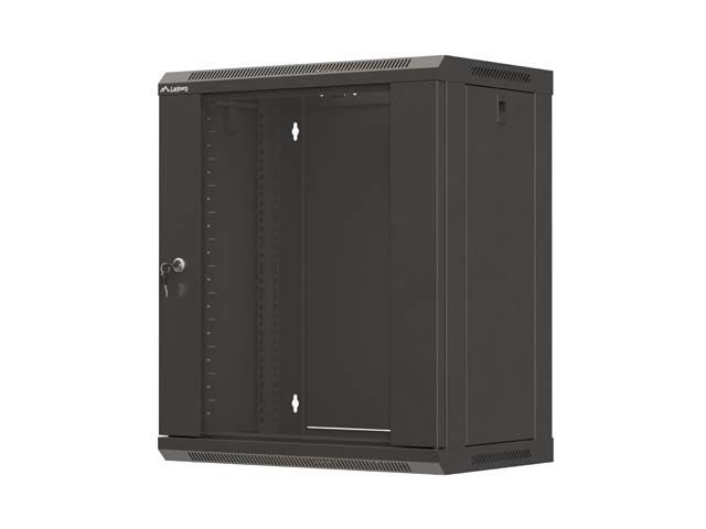 LANBERG 19'' RACKOVÁ SKRIŇA PRO MONTÁŽ NA STENU 12U/540X350 (PLOCHÉ BALENIE) S PROSKLENÝMI DVERMI ČIERNA
